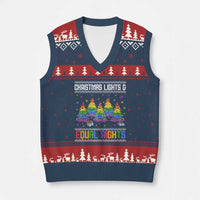 Xmas Equality Lights Ugly Sweater V-Neck Knit Sweater Vest Xmas Activism Gift - Wonder Print Shop