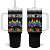Christmas Equality Lights Ugly Sweater Tumbler With Handle Xmas Activism Gift - Wonder Print Shop
