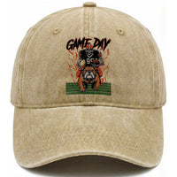 Funny Skeleton Playing Football Washed Cotton Baseball Cap Game Day Gift