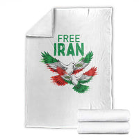 Iranian Flag Peace Doves Throw Blanket Free Iran Freedom Statement Gift