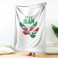 Iranian Flag Peace Doves Throw Blanket Free Iran Freedom Statement Gift