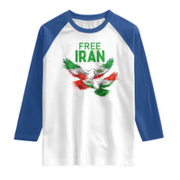 Iranian Flag Peace Doves Raglan Shirt Free Iran Freedom Statement Gift