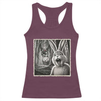 Funny Easter Bunny Selfie Mothman Egg Hunt Racerback Tank Top