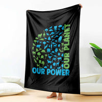 Earth Day Environmental Activism Throw Blanket Our Power Our Planet
