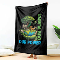 Our Power Our Planet Throw Blanket Earth Day Nature Lover Gift