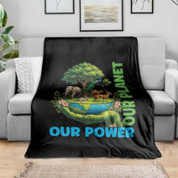 Our Power Our Planet Throw Blanket Earth Day Nature Lover Gift