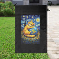 Earth Day Garden Flag Starry Night Cat Hugging Earth