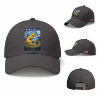 Earth Day Baseball Cap Starry Night Cat Hugging Earth