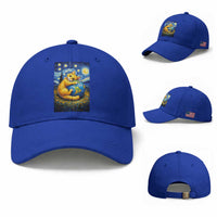 Earth Day Baseball Cap Starry Night Cat Hugging Earth