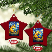 Earth Day Ceramic Ornament Starry Night Cat Hugging Earth