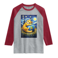 Earth Day Raglan Shirt Starry Night Cat Hugging Earth