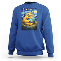 Earth Day Sweatshirt Starry Night Cat Hugging Earth