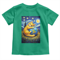 Earth Day Toddler T Shirt Starry Night Cat Hugging Earth