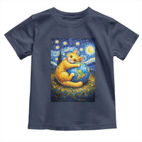 Earth Day Toddler T Shirt Starry Night Cat Hugging Earth