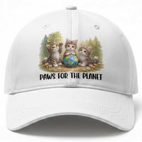 Earth Day Cat Lover Baseball Cap Paws For The Planet