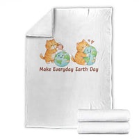 Make Everyday Earth Day Throw Blanket Cute Cat Healing Planet Earth