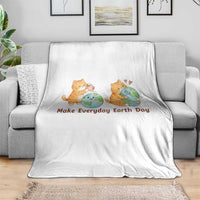 Make Everyday Earth Day Throw Blanket Cute Cat Healing Planet Earth