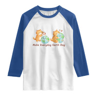 Make Everyday Earth Day Raglan Shirt Cute Cat Healing Planet Earth