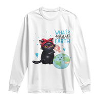 Just A Cat Who Loves The Earth Long Sleeve Shirt Earth Day Cat Lover Gift