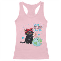 Just A Cat Who Loves The Earth Racerback Tank Top Earth Day Cat Lover Gift