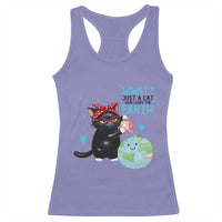 Just A Cat Who Loves The Earth Racerback Tank Top Earth Day Cat Lover Gift