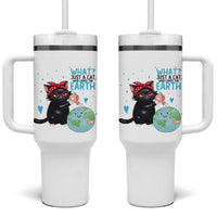 Just A Cat Who Loves The Earth Tumbler With Handle Earth Day Cat Lover Gift