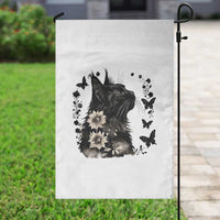 Black Maine Coon Cat Garden Flag Floral Sunflower Watercolor Gift