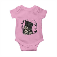 Black Maine Coon Cat Baby Onesie Floral Sunflower Watercolor Gift