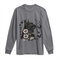 Black Maine Coon Cat Long Sleeve Shirt Floral Sunflower Watercolor Gift