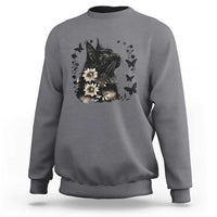 Black Maine Coon Cat Sweatshirt Floral Sunflower Watercolor Gift