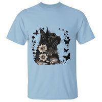 Black Maine Coon Cat T Shirt Floral Sunflower Watercolor Gift