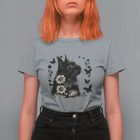 Black Maine Coon Cat T Shirt For Women Floral Sunflower Watercolor Gift