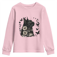 Black Maine Coon Cat Youth Sweatshirt Floral Sunflower Watercolor Gift