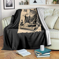 Vintage Japanese Cat Eating Sushi Throw Blanket Funny Maine Coon Kimono Gift
