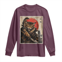 Japanese Maine Coon Samurai Warrior Long Sleeve Shirt Vintage Ukiyoe Cat