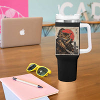 Japanese Maine Coon Samurai Warrior Tumbler With Handle Vintage Ukiyoe Cat