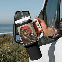 Japanese Maine Coon Samurai Warrior Tumbler With Handle Vintage Ukiyoe Cat