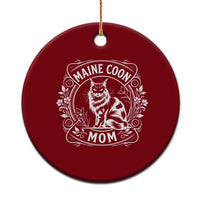 Vintage Floral Maine Coon Ceramic Ornament Mothers Day Cat Mom Gift