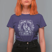 Vintage Floral Maine Coon T Shirt For Women Mothers Day Cat Mom Gift