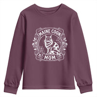 Vintage Floral Maine Coon Youth Sweatshirt Mothers Day Cat Mom Gift