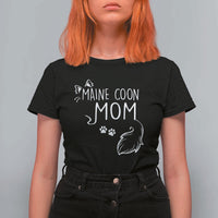 Maine Coon Mom T Shirt For Women Large Breed Cat Lover Silhouette Gift