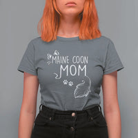 Maine Coon Mom T Shirt For Women Large Breed Cat Lover Silhouette Gift