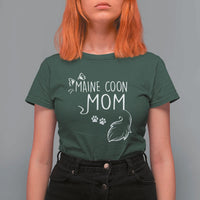 Maine Coon Mom T Shirt For Women Large Breed Cat Lover Silhouette Gift