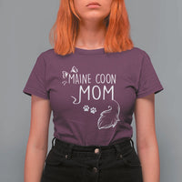 Maine Coon Mom T Shirt For Women Large Breed Cat Lover Silhouette Gift