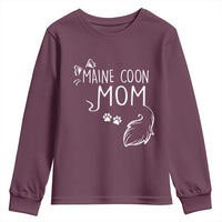 Maine Coon Mom Youth Sweatshirt Large Breed Cat Lover Silhouette Gift