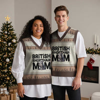 British Shorthair Mom Life V-Neck Knit Sweater Vest Mothers Day Cat Mom Gift