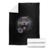 Cute British Shorthair Cat Peeking Through Cracked Wall Throw Blanket