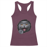 Cute British Shorthair Cat Peeking Through Cracked Wall Racerback Tank Top