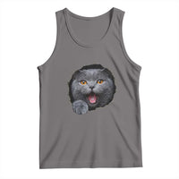 Cute British Shorthair Cat Peeking Through Cracked Wall Tank Top