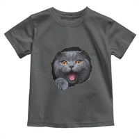 Cute British Shorthair Cat Peeking Through Cracked Wall Toddler T Shirt